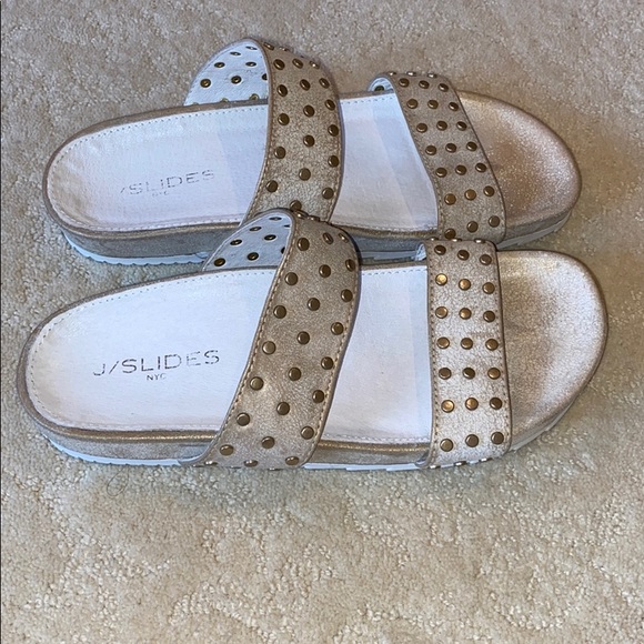 J/Slides NYC Birkenstock Metallic Studded Sandals - Picture 4 of 6